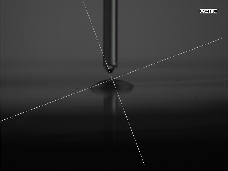 等离子处理前水滴角：41度  