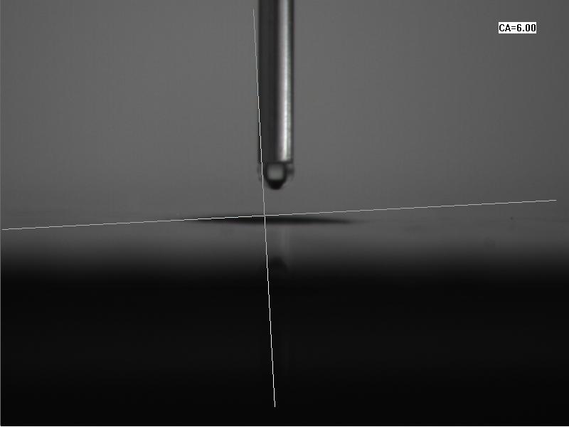   等离子处理后水滴角：6度